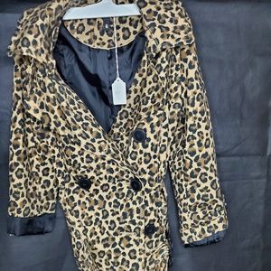 H&M Leopard Print Mid-Trench Jacket